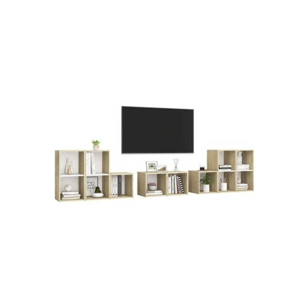 T Designo Tdesıgno Idil Kitaplıklı Televizyon Sehpası - Ünitesi -Kitaplık-Meşe Beyaz 240 cm 12 Raflı - Beyaz - Meşe Tv Ünitesi / Sehpası Fiyatı