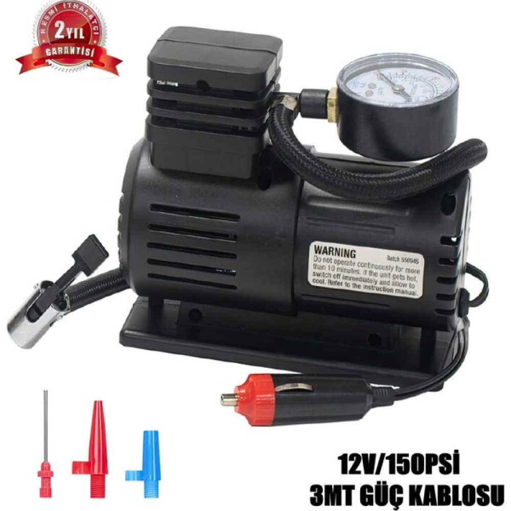 T-Max 12V/120W/150PSI Güçlü Mini Hava Kompresörü( Futbol Topu/bisiklet Aparatları Mevcut) Oto Boyaları Fiyatı