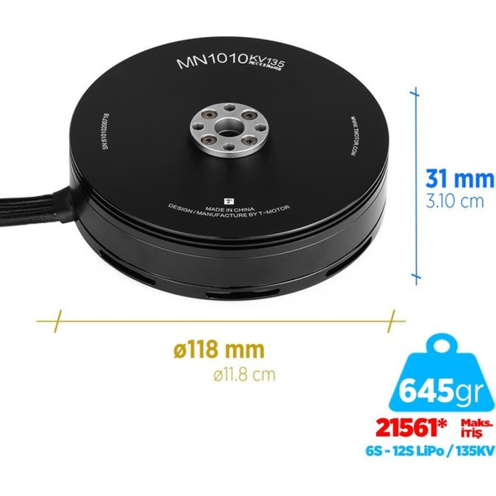 T-Motor MN1010 135KV Brushless Fırçasız Brushless Fırçasız Uav Motor Multikopter Multi-Rotor Quadcopter Hexacopter Drone Motoru - Siyah Oto Boyaları Fiyatı