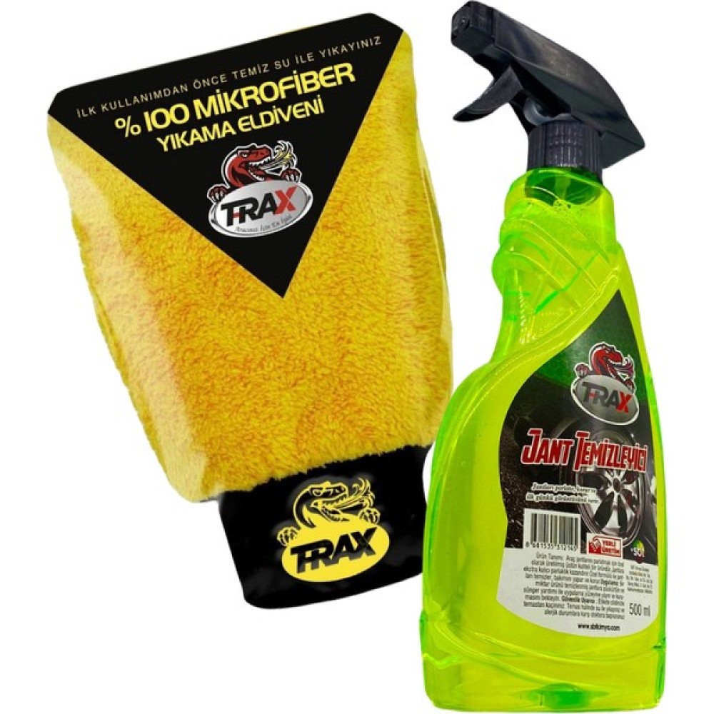 T-Rax %100 Mikrofiber Kaliteli Yıkama Eldiveni ve Araba Oto Jant Temizleyici Sprey 500 ml Oto Genel Temizlik Fiyatı