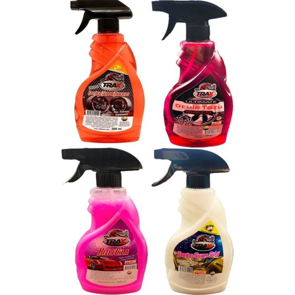 T-Rax 4'lü Set Lastik Parlatıcı + Demir Tozu Temizleyici + Torpido Sütü + Hızlı Cila 500 ml Oto Bakım & Temizlik Ürünleri Fiyatı