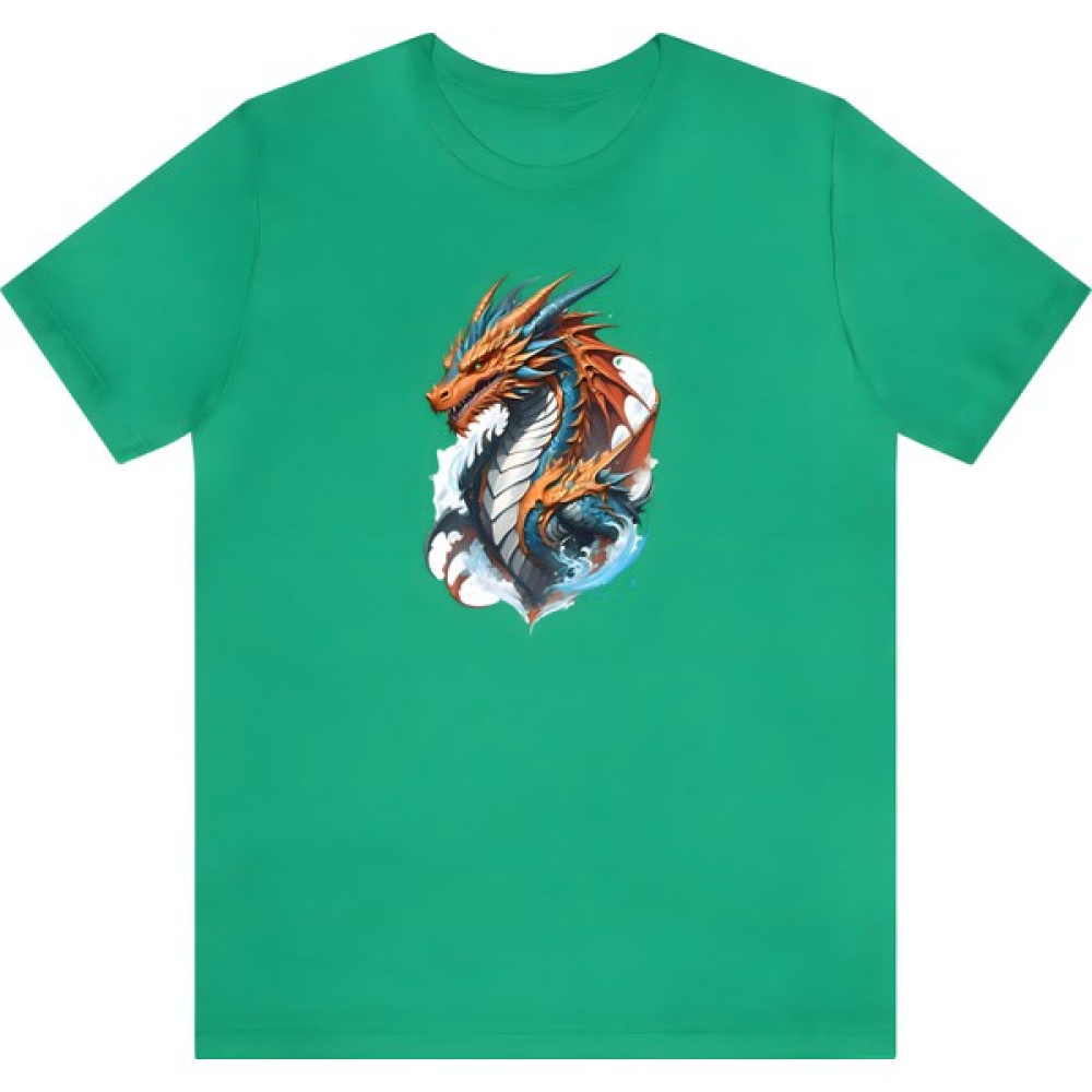 T-Shirt Cin / Ejderha Baskılı Yeşil Renk Tişört Erkek T-shirt Fiyatı