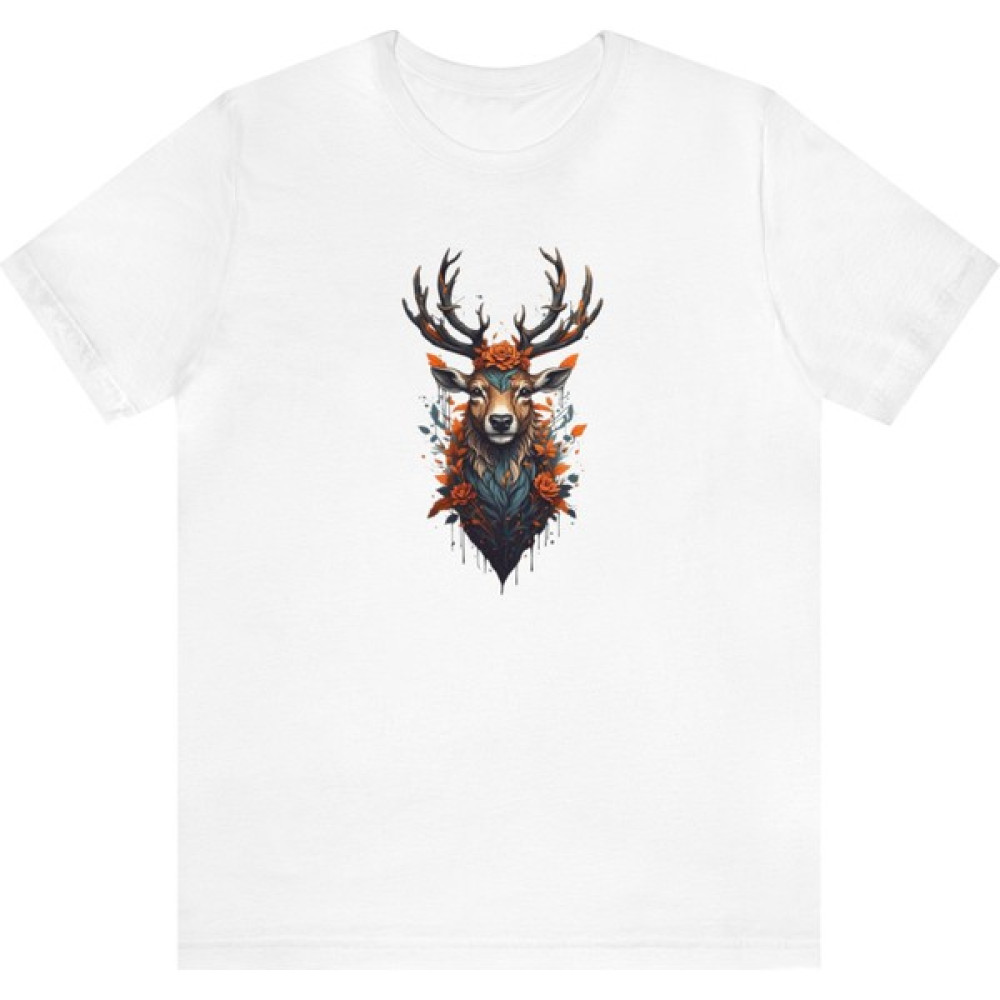 T-Shirt Cin / Geyik Baskılı Beyaz Renk Tişört Bayan T-shirt Fiyatı