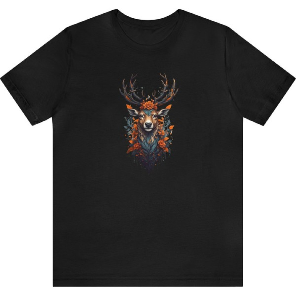 T-Shirt Cin / Geyik Baskılı Siyah Renk Tişört Bayan T-shirt Fiyatı