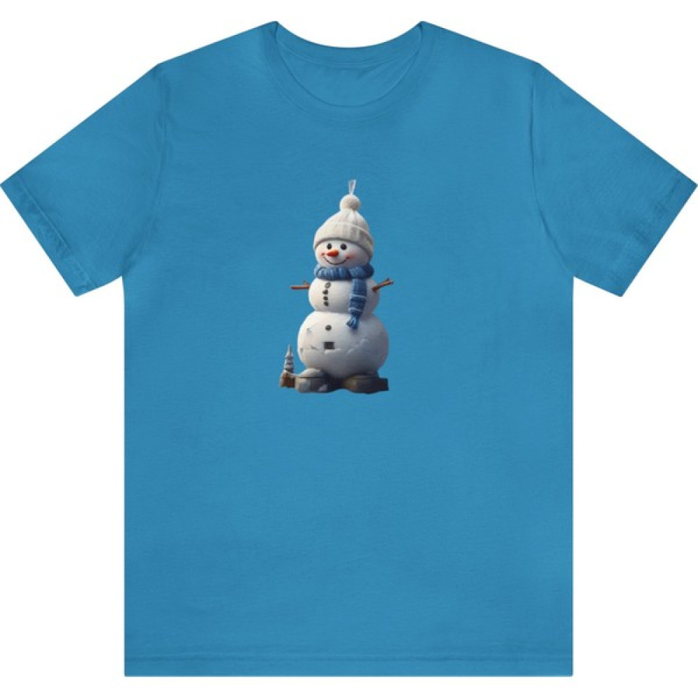 T-Shirt Cin / Kardan Adam Baskılı Turkuaz Renk Tişört Bayan T-shirt Fiyatı