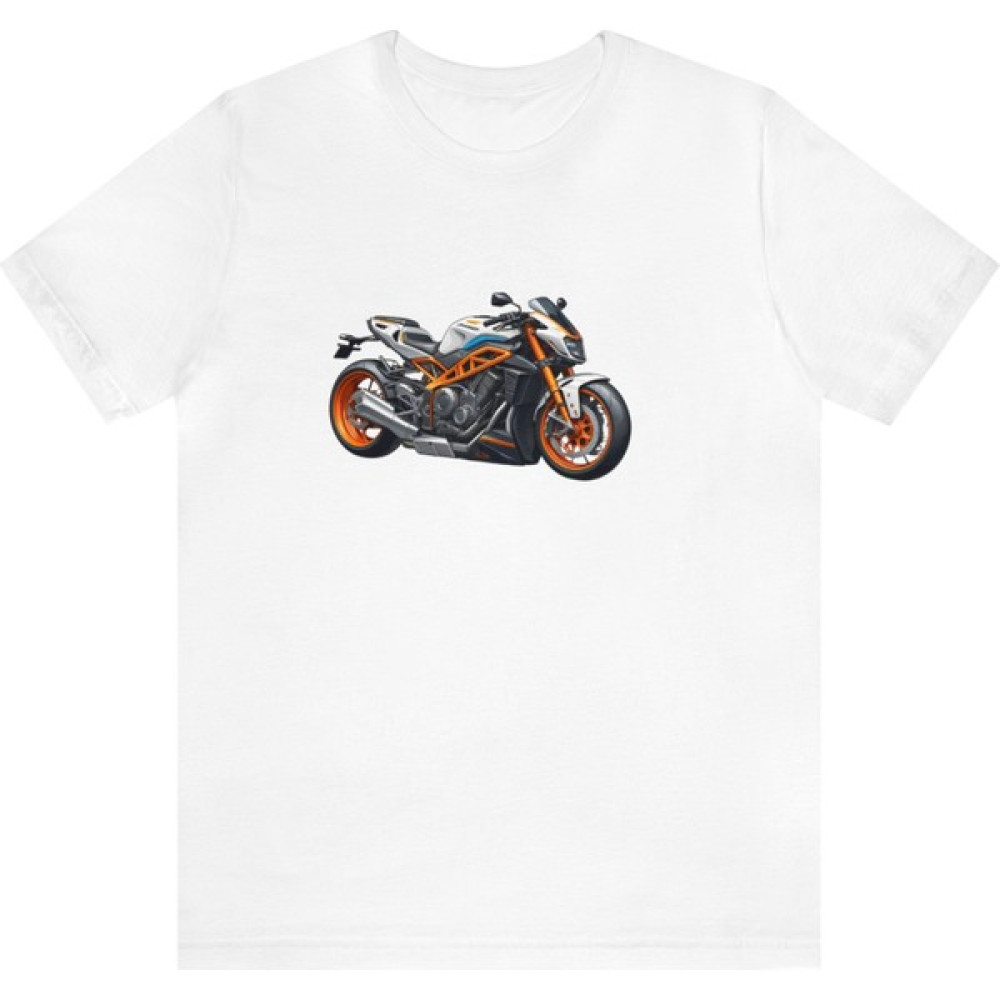 T-Shirt Cin / Motorsiklet Baskılı Beyaz Renk Tişört Erkek T-shirt Fiyatı