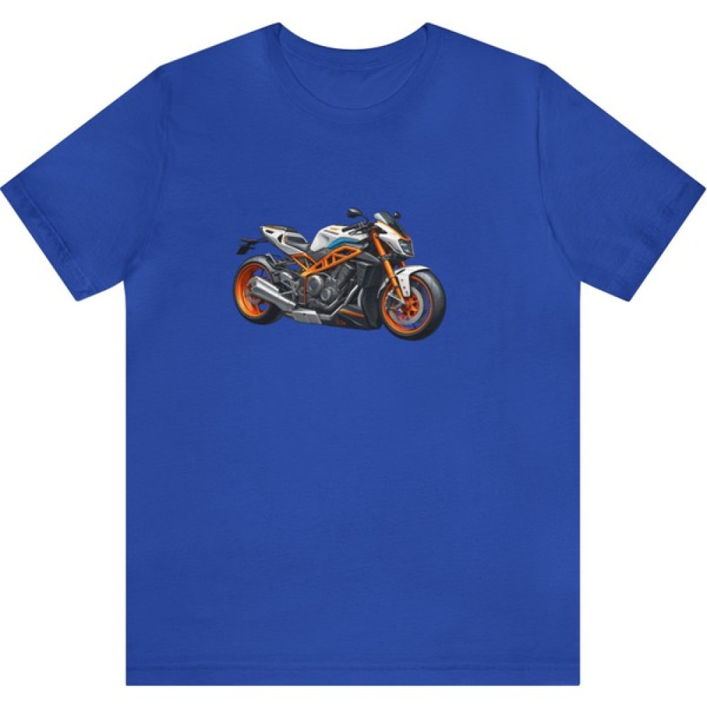 T-Shirt Cin / Motorsiklet Baskılı Sax Mavi Renk Tişört Erkek T-shirt Fiyatı