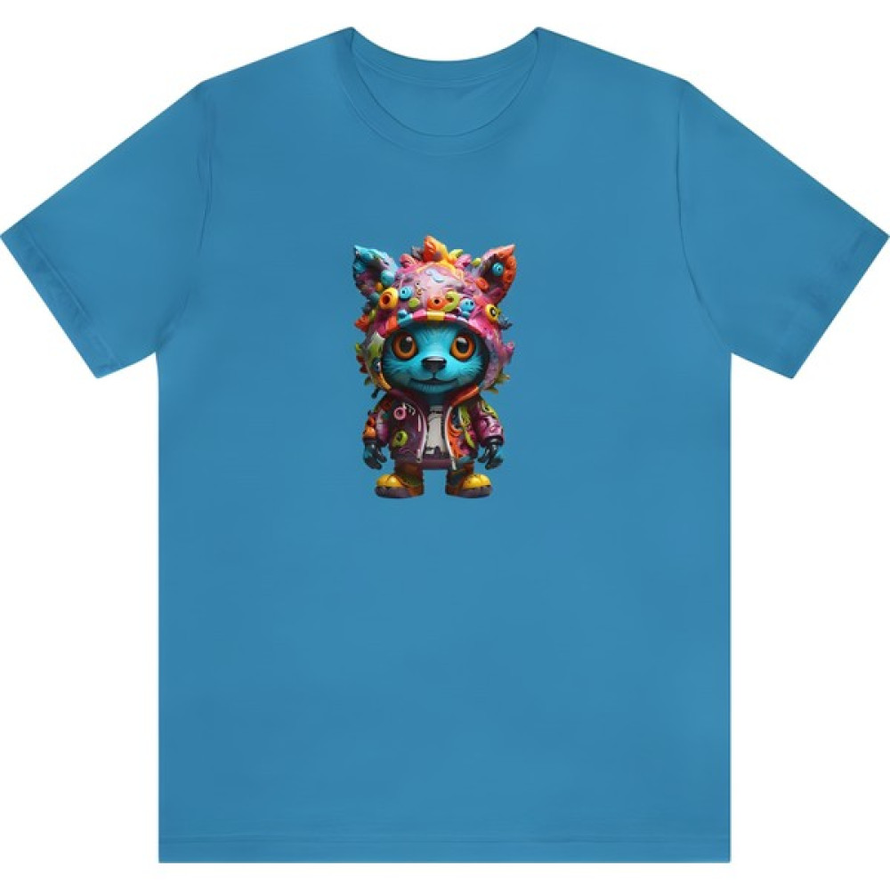T-Shirt Cin / Ördek Baskılı Turkuaz Renk Tişört Bayan T-shirt Fiyatı