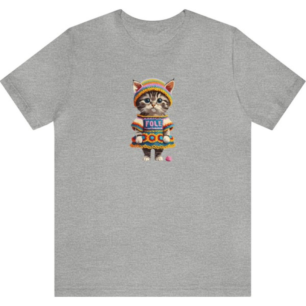 T-Shirt Cin / Şapkalı Kedi Baskılı Gri Renk Tişört Bayan T-shirt Fiyatı