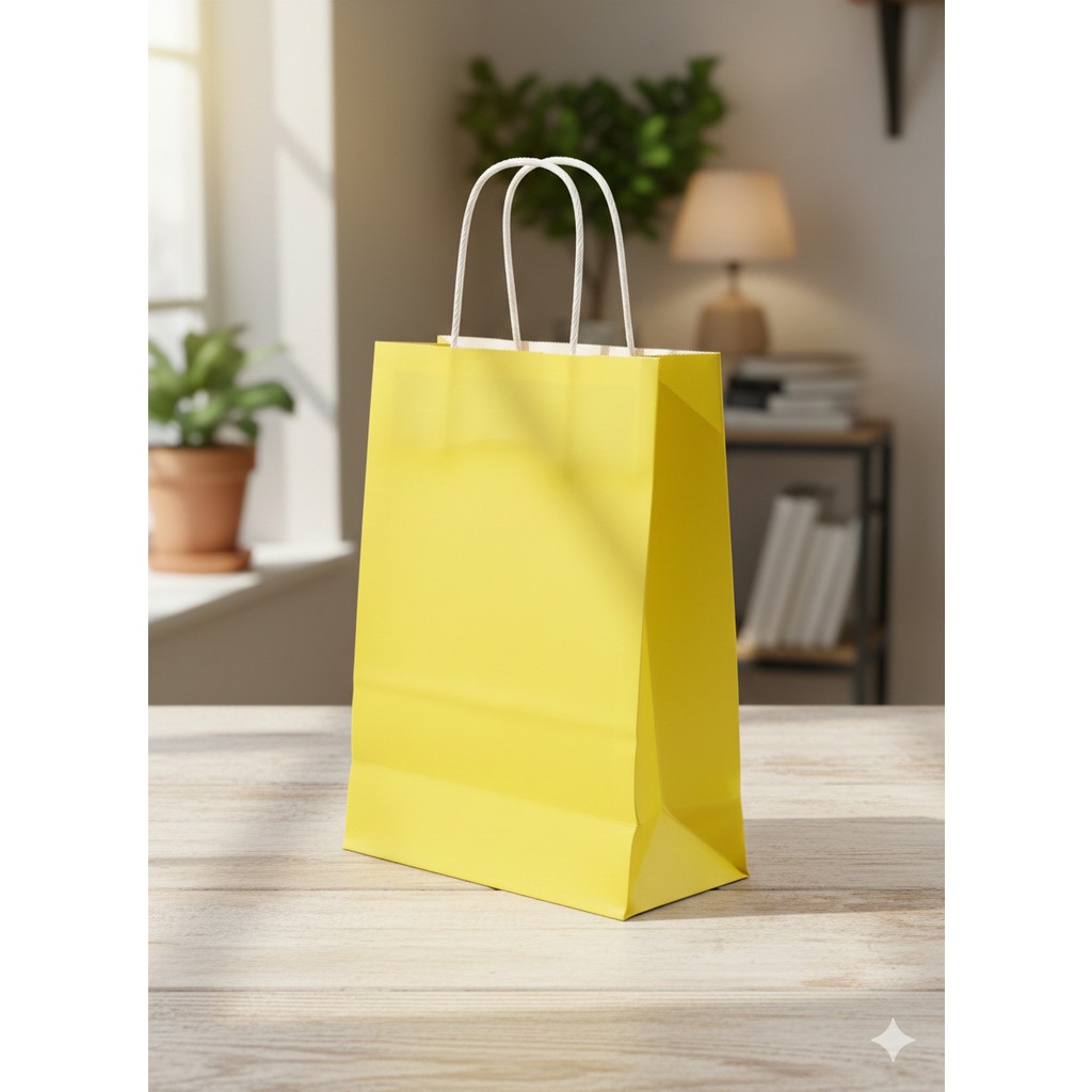 Ta-Fu Global Renkli Karton Çanta 25 Li Beyaz Sap - 31 x 12 x 41 cm - Sarı Diğer Fiyatı