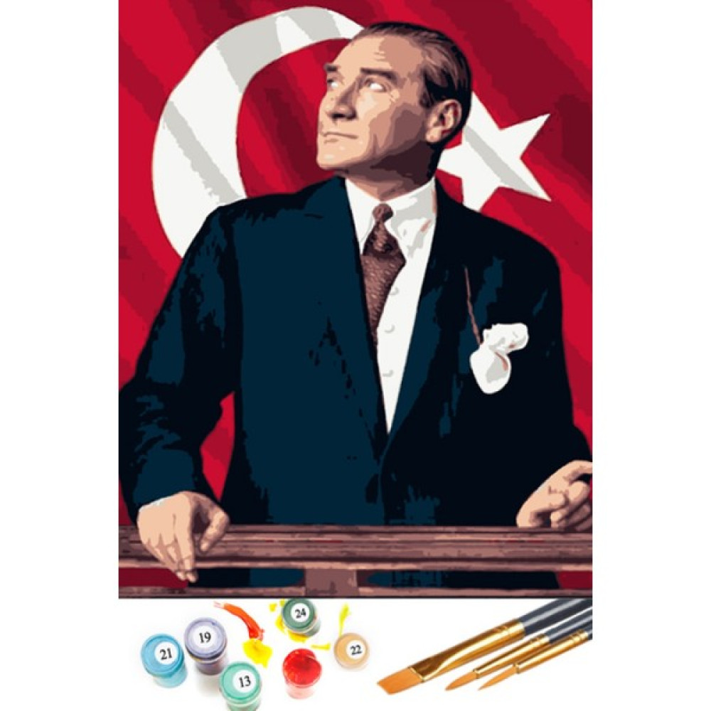 Tabdiko Atatürk ve Bayrak Tuval Şasesine Gerili Sayılarla Boyama Seti 40 x 50 cm Sanatsal Malzemeler Fiyatı
