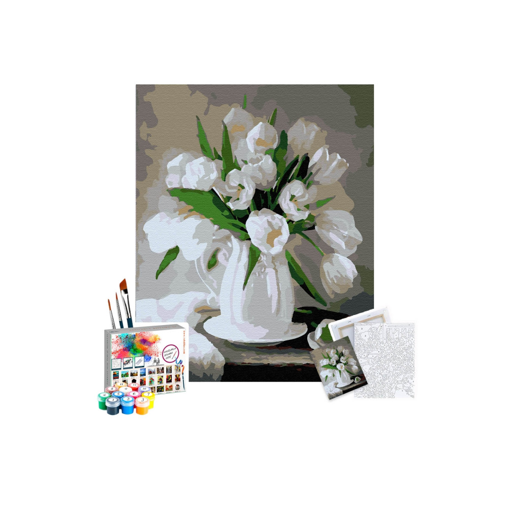 Tabdiko Sayılarla Boyama Seti 40 X 50 Cm Tuval Şasesine Gerili Beyaz Çiçekler Tuval Fiyatı
