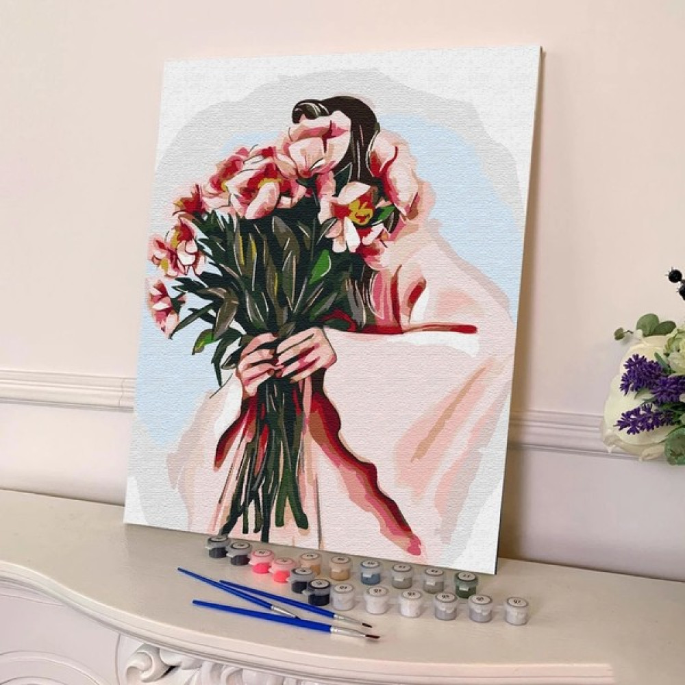 Tabdiko Sayılarla Boyama Seti 40 x 50 cm Tuval Şasesine Gerili Kucaktaki Çiçek - Beyaz Sanatsal Malzemeler Fiyatı