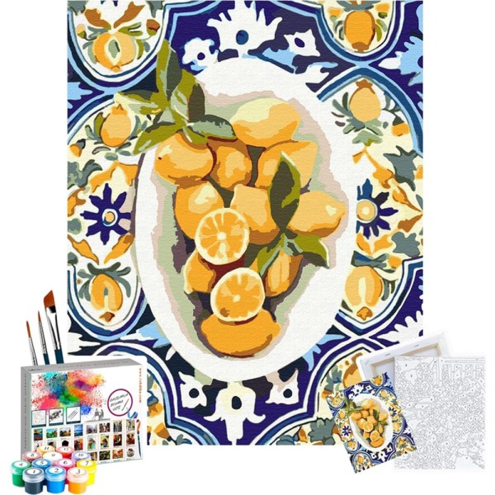 Tabdiko Sayılarla Boyama Seti 40 x 50 cm Tuval Şasesine Gerili Tabaktaki Limonlar - Beyaz Oto Boyaları Fiyatı