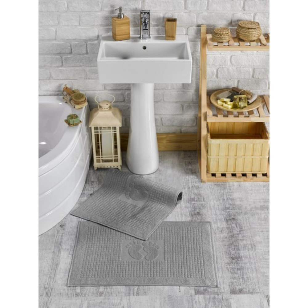 Tabea Home Ayak Havlusu-Paspas Seti 2'li 500 gr - Gri - 50 x 70 cm Banyo Havlusu Fiyatı