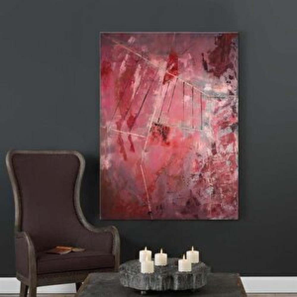 Tablo Life Soyut Kırmızı - Yağlı Boya Dokulu Tablo Çerçevesiz 90x120 cm Tablo & Poster Fiyatı