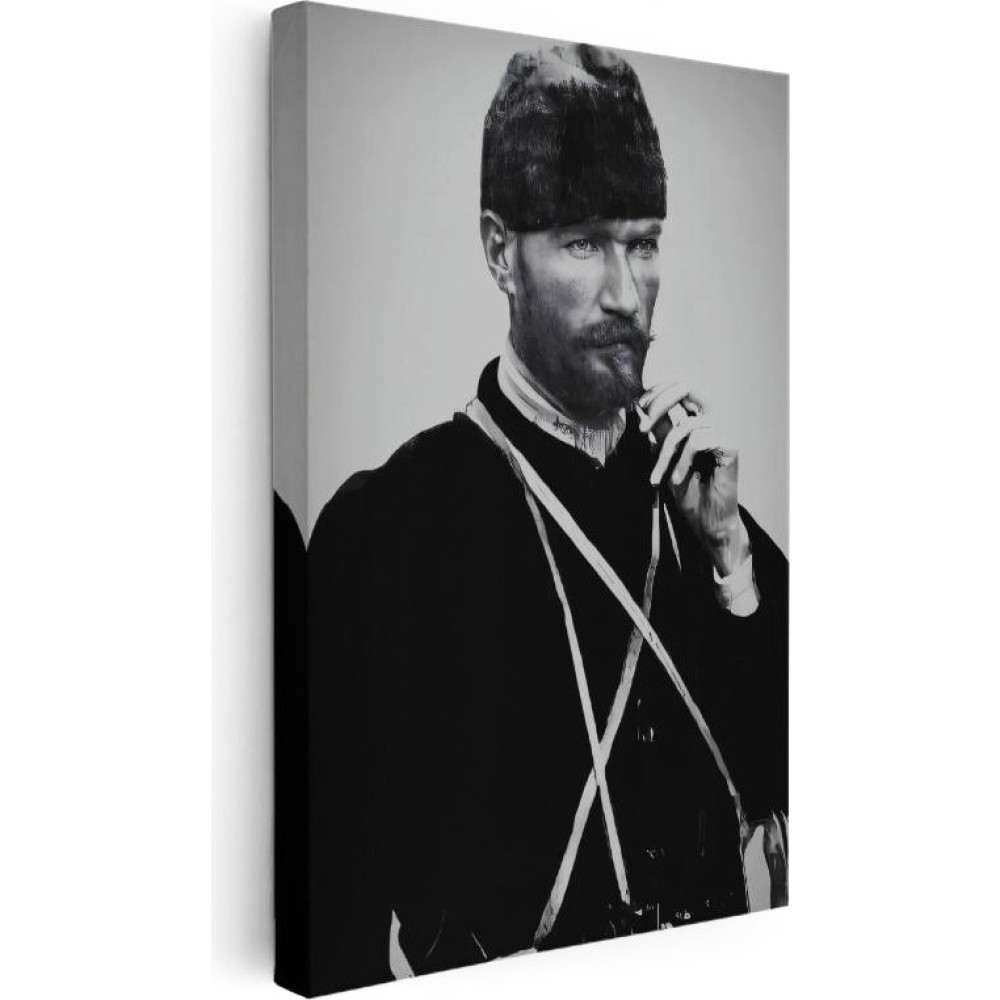 Tablofest Dikey Kanvas Tablo Atatürk Sakallı Kalpaklı Nadir Portre Atatürk Tablosu Ev Ofis Duvar Dekoru - 30 x 45 Kanvas Tablo Fiyatı