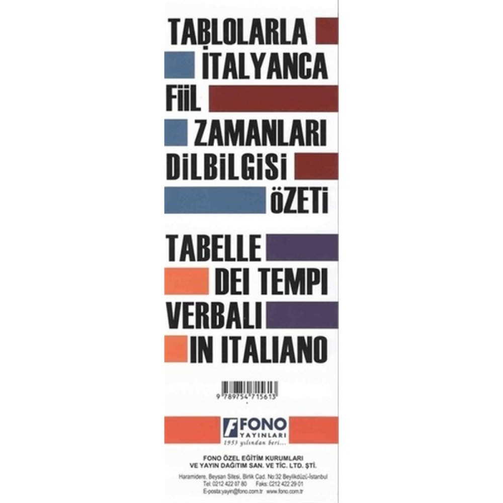 Tablolarla İtalyanca Fiil Zamanları Dilbilgisi Özeti Yabancı Dil Roman ve Öyküler Fiyatı
