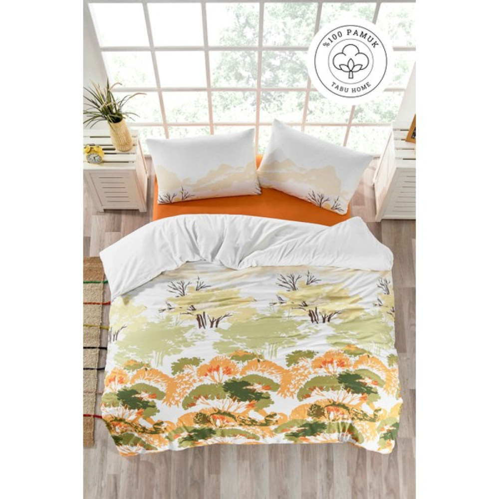 Tabu Home %100 Pamuklu Spring Çift Kişilik Nevresim Seti - Beyaz - Toprak - 200 x 220 cm Nevresim Takımı Fiyatı