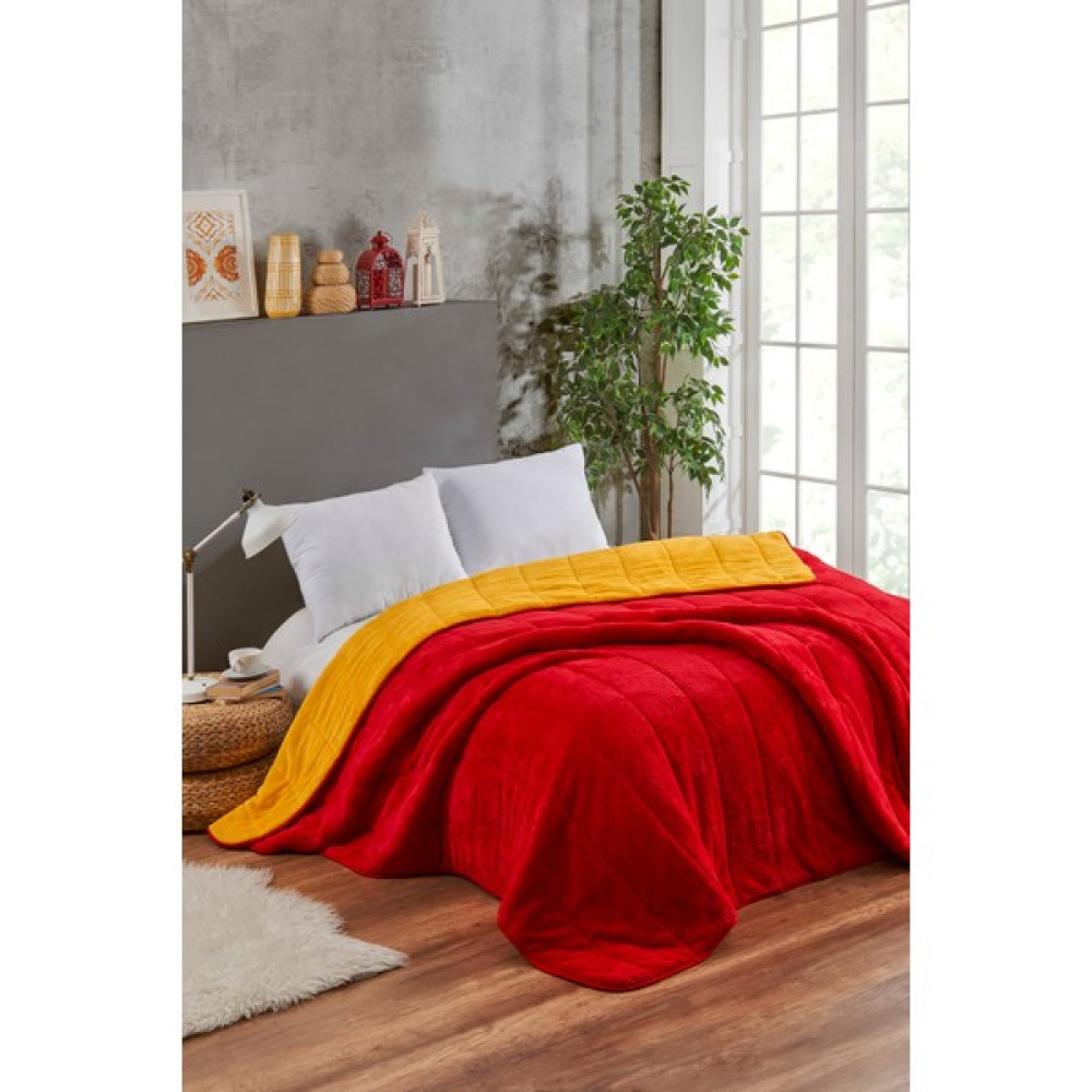 Tabu Home Çift Kişilik Kırmızı Taraftar Elyaflı Battaniye Yorgan - Kırmızı - Sarı - 195 x 215 cm Yorgan Fiyatı