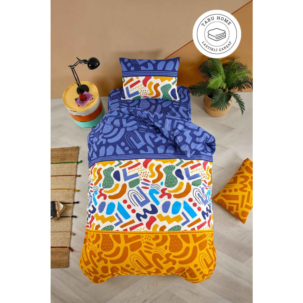 Tabu Home Doodle Renkli Çarşafı Lastikli Tek Kişilik Nevresim Takımı Nevresim Takımı Fiyatı