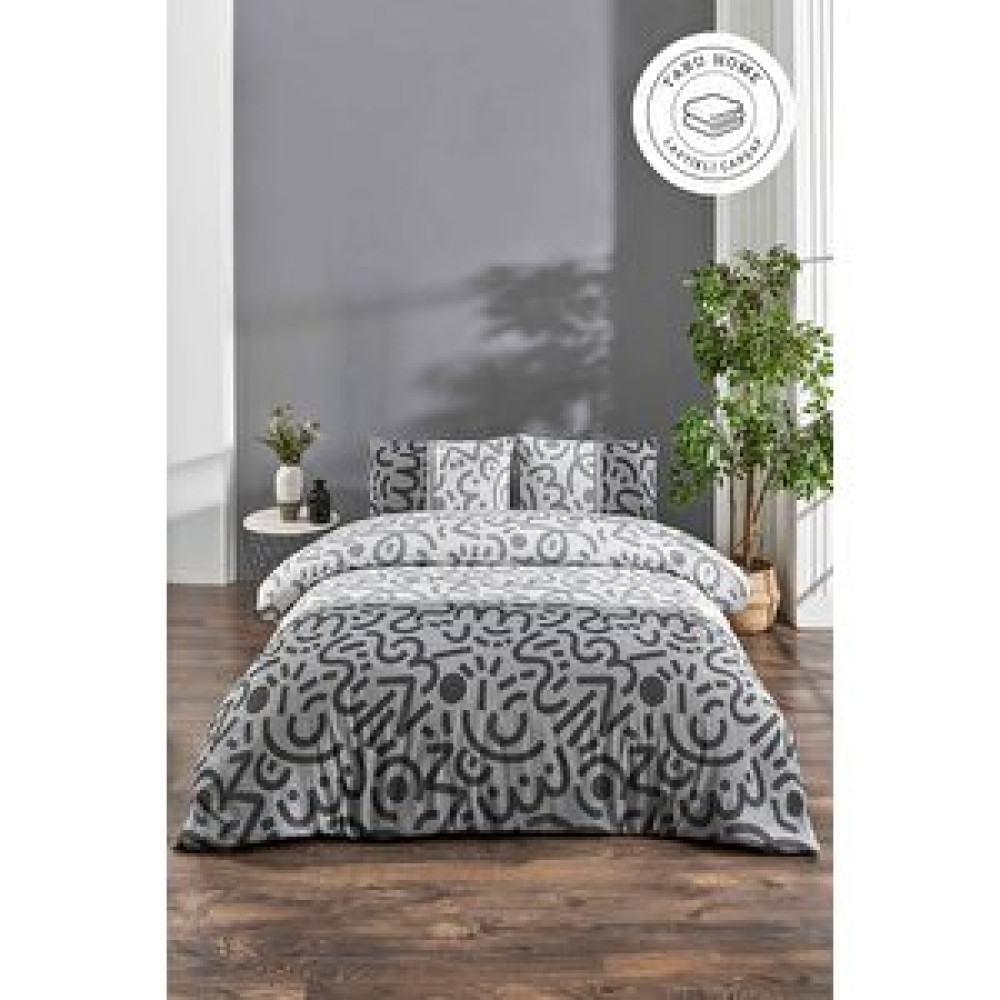 Tabu Home Doodle Siyah Çarşafı Lastikli Tek Kişilik Nevresim Takımı Nevresim Takımı Fiyatı