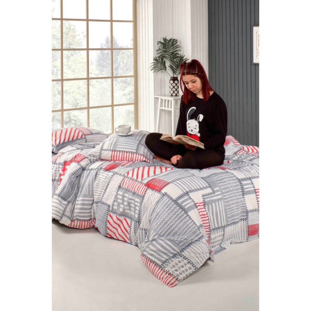 Tabu Home Patchwork Antrasit Gri Tek Kişilik Nevresim Takımı - 160 x 220 cm Nevresim Takımı Fiyatı