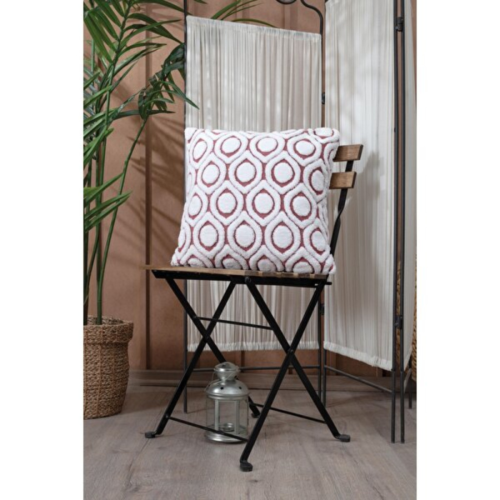 Tabu Home Tabu Home Özel Tasarım Punch Örme Tekli Kırmızı Kırlent Kılıfı 43X43 cm - 43 x 43 cm - Bakır - Beyaz Kırlent / Mobilya Yastığı Fiyatı