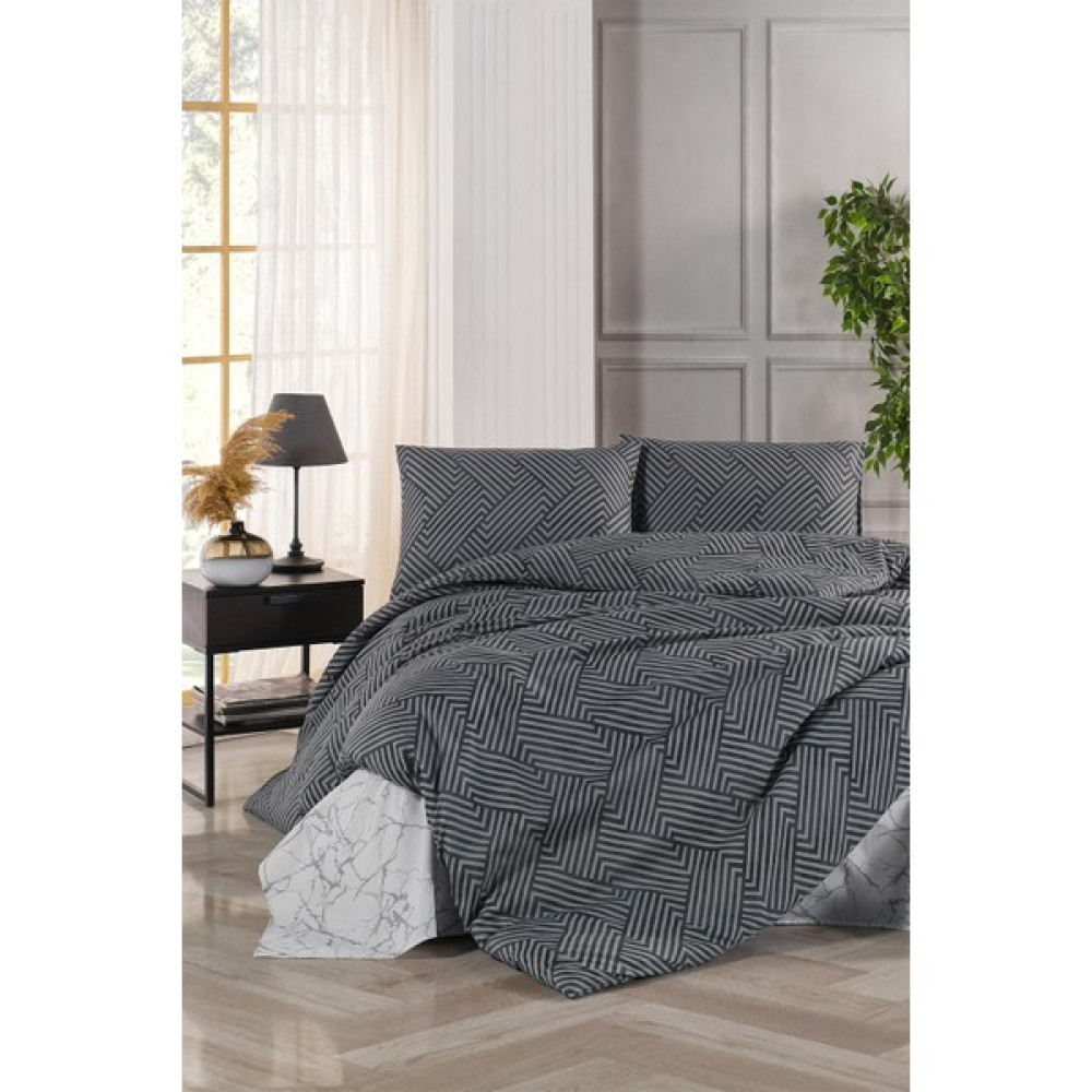 Tabu Home Ütopia Çizgili Tek Kişilik Nevresim Takımı - 160 x 220 cm - Antrasit - Gri Nevresim Takımı Fiyatı