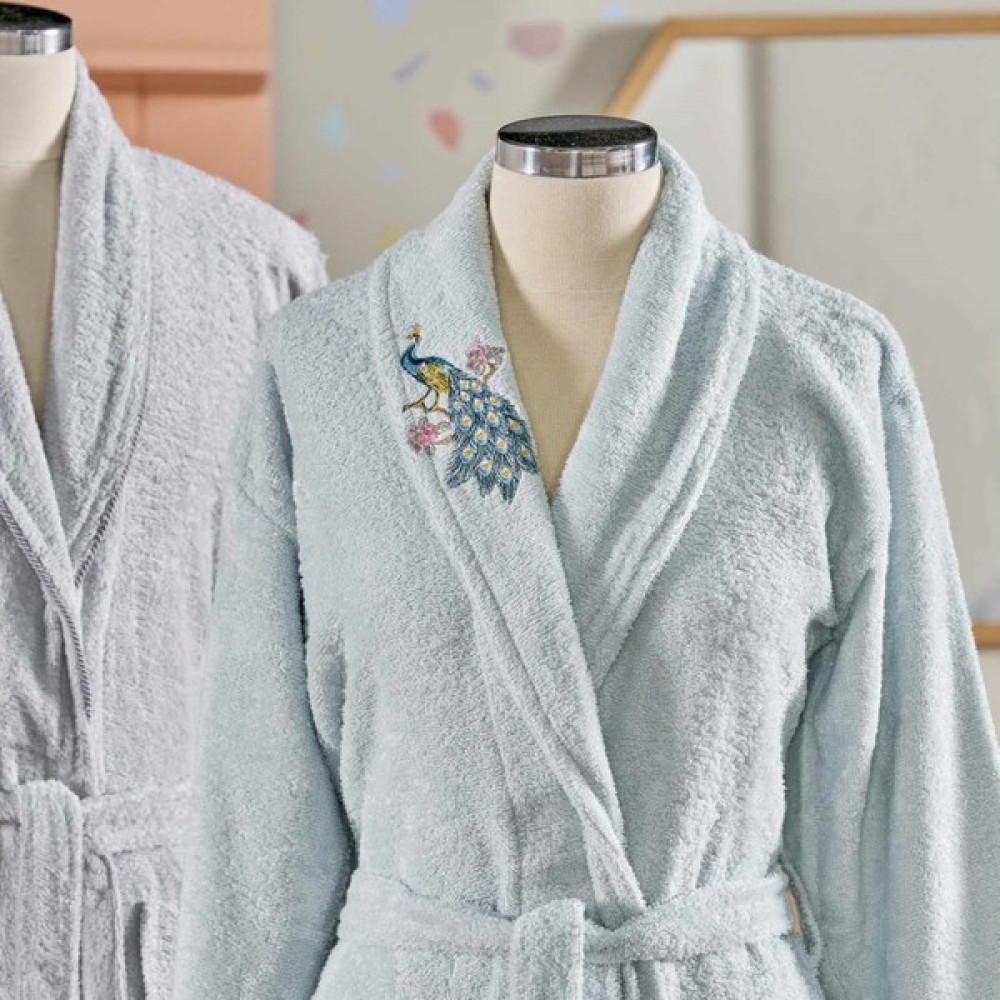 Taç 4379 Soft Bamboo Anna Mint Gri Aile Seti 1500188688002 - M - L Bornoz Fiyatı