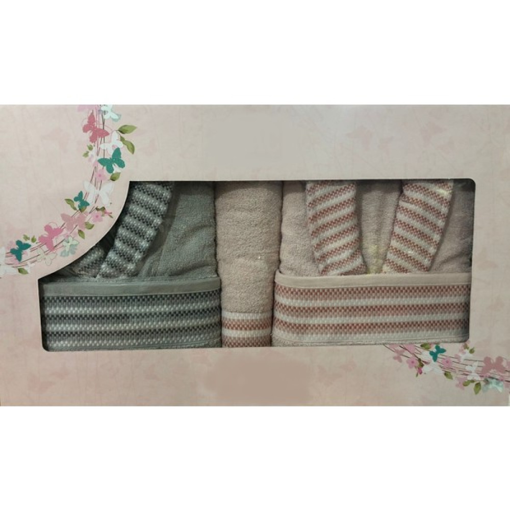 Taç Alba Somon Taş Pure Cotton Aile Bornoz Seti Taç Bornoz Takımı Happy Days Pure Cotton Aile Bornoz - M - L - Somon - Taş Bornoz Fiyatı