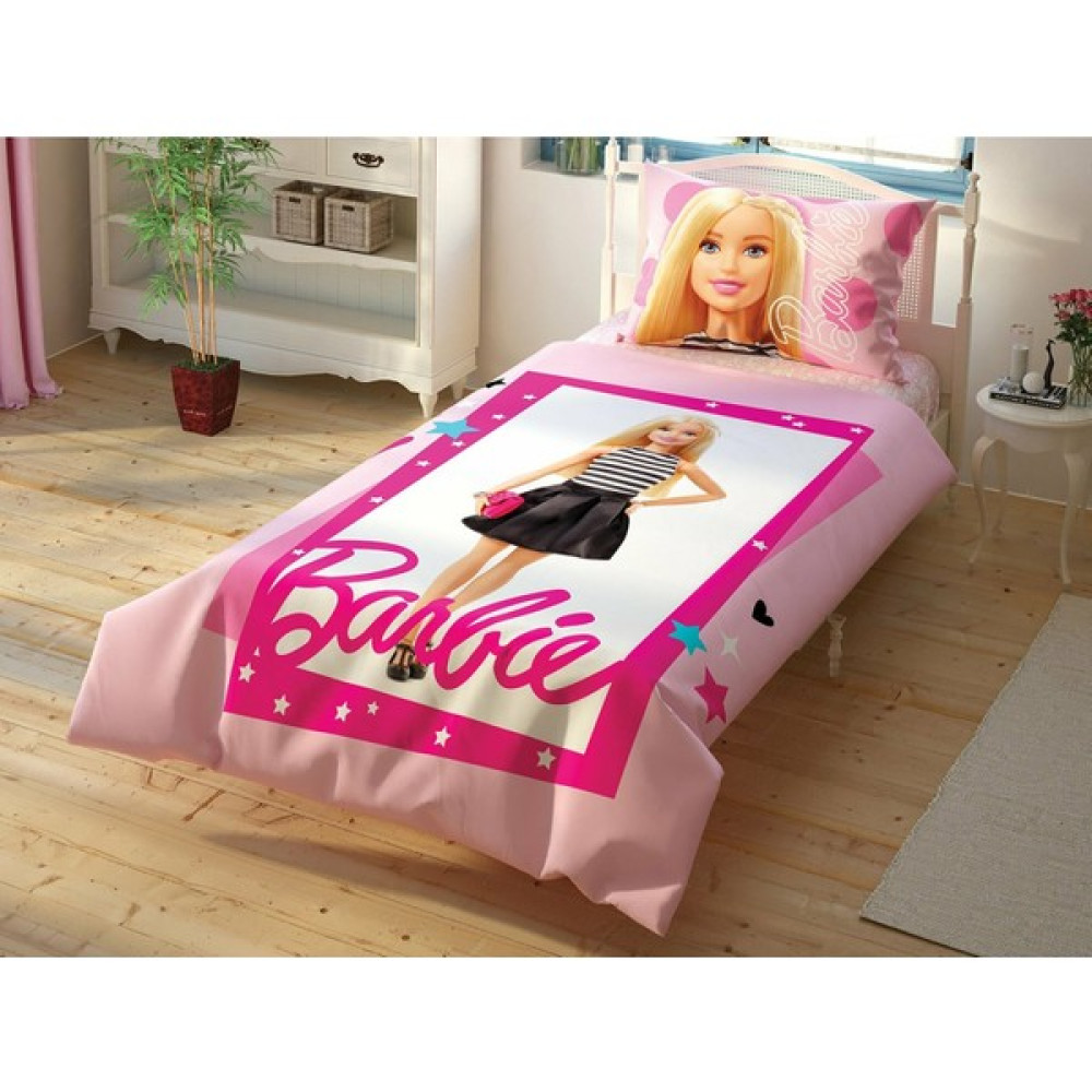 Taç Barbie Çek Canlandır Tek Kişilik Nevresim Takımı - Beyaz - Pembe - 100 x 200 cm Bebek Nevresim Takımı Fiyatı
