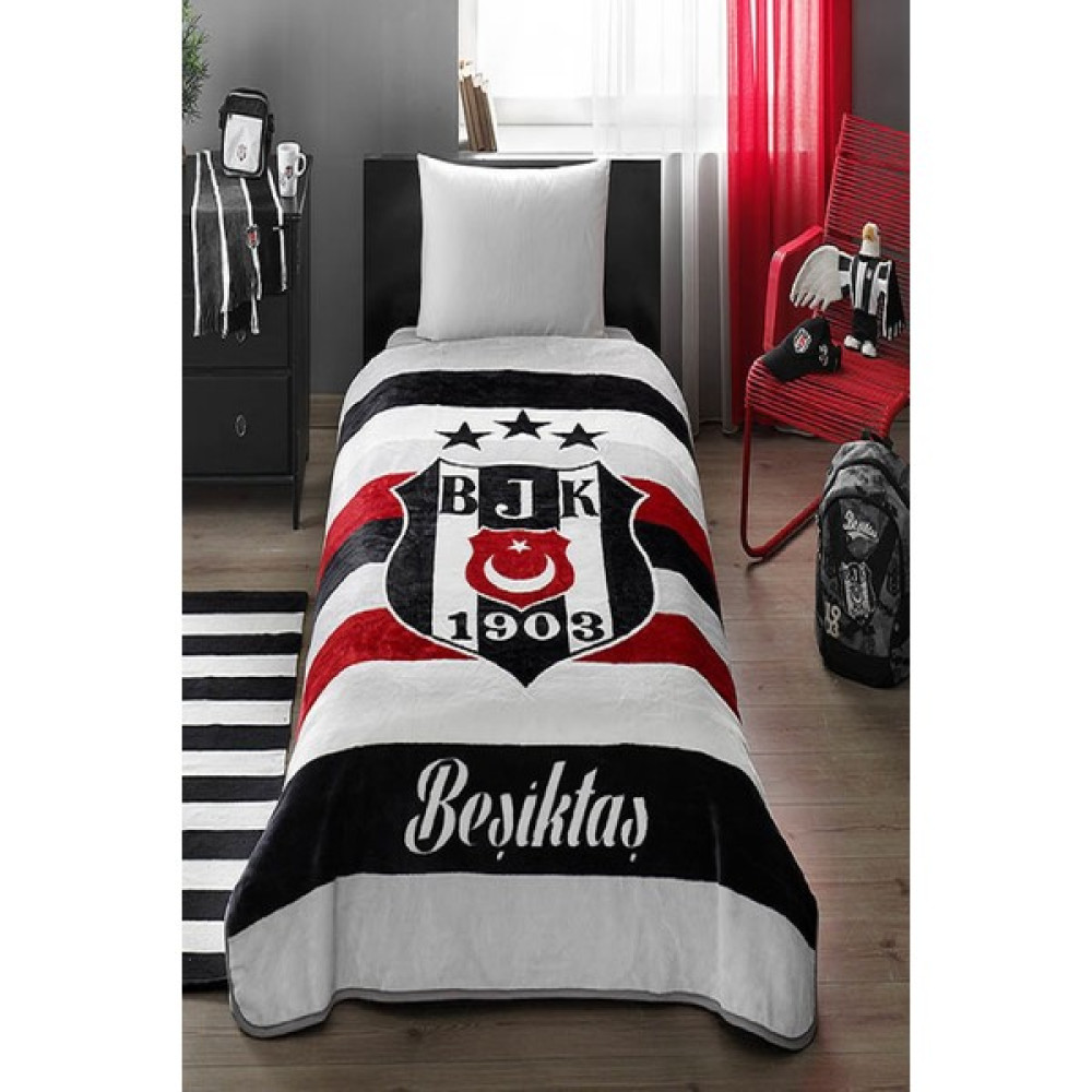 Taç Beşiktaş Arma Lisanslı Battaniye - 160 x 200 cm - Beyaz Battaniye Fiyatı