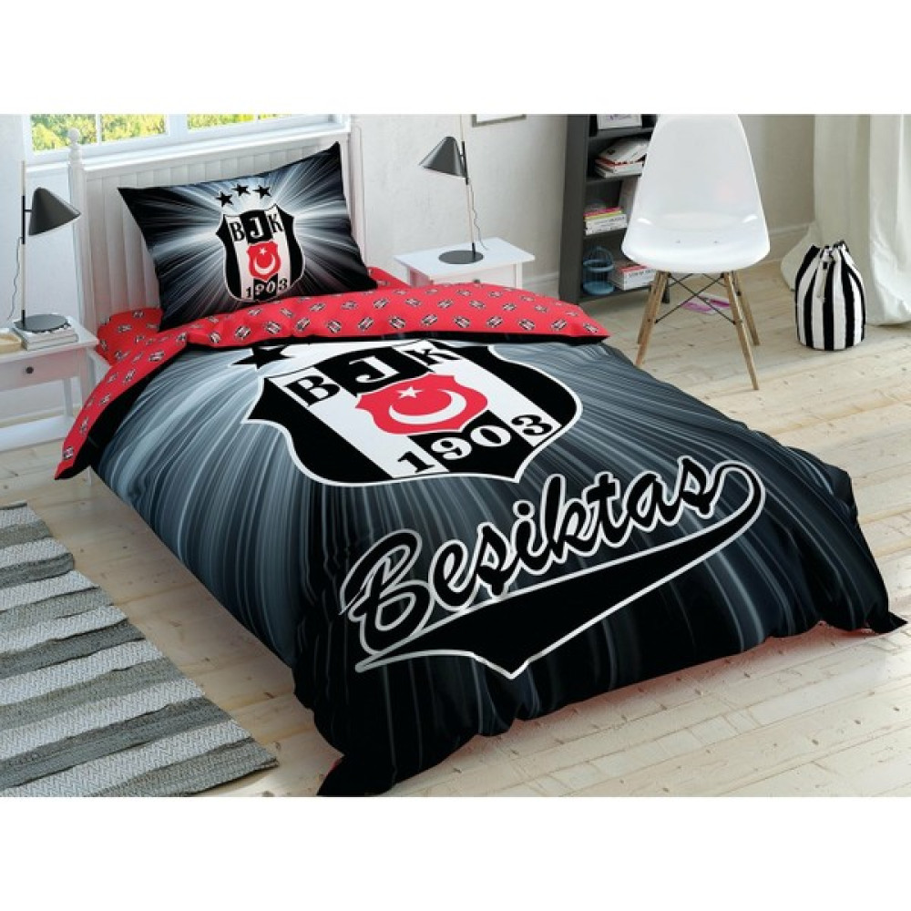 Taç Beşiktaş Light Glow Tek Kişilik Nevresim Takımı - Siyah - Beyaz - 100 x 200 cm Bebek Nevresim Takımı Fiyatı