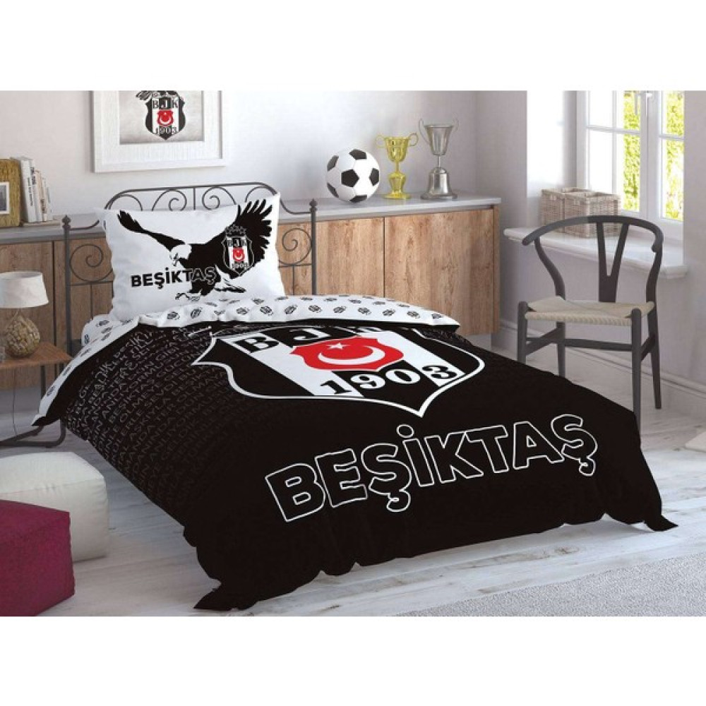Taç Beşiktaş Marşlı Tek Kişilik Nevresim Takımı Lisanslı - 160 x 220 cm - Siyah Nevresim Takımı Fiyatı