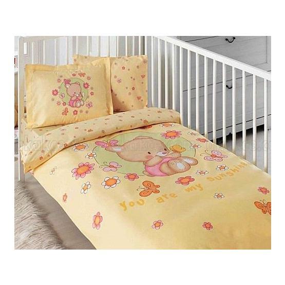 Taç Butterfly Organik Bebek Nevresim Takımı Sarı