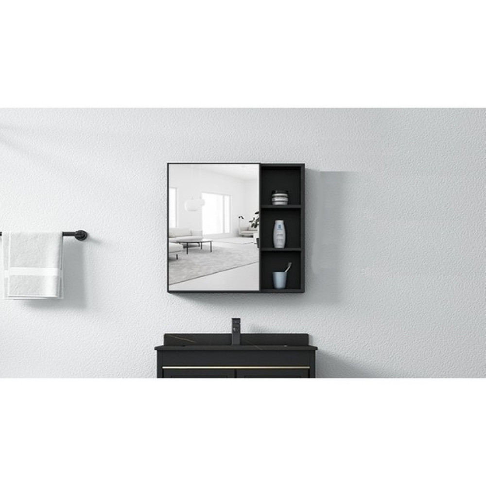 Taç Dekorasyon Siyah Banyo Dolabı Aynalı Üst Modülü Banyo Dolabı / Mobilyası Fiyatı