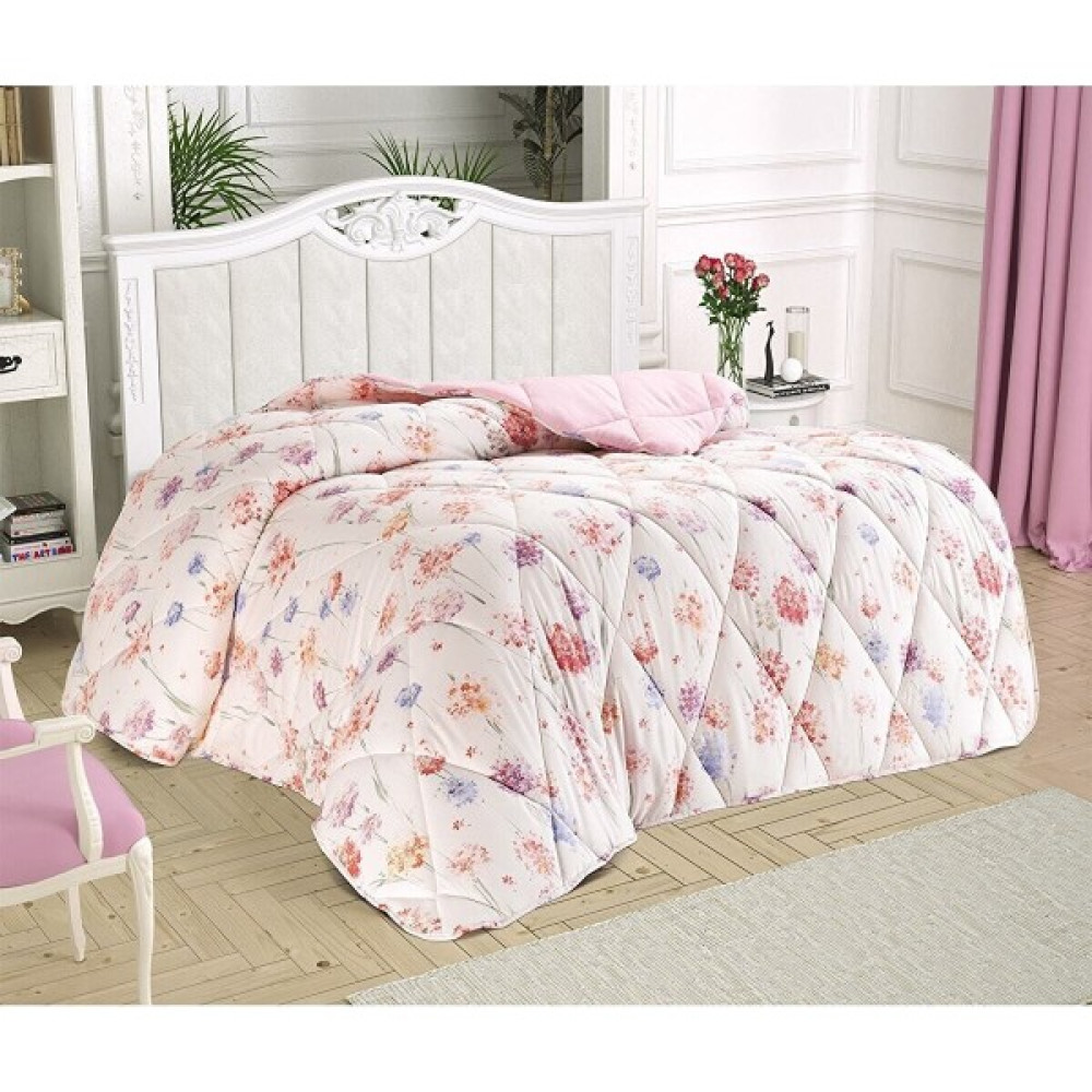 Taç Ezra Pembe Çift Kişilik Polar Emprime Yorgan - 195 x 215 cm - 0 Yorgan Fiyatı