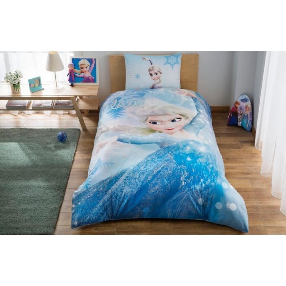 Taç Frozen Glitter Lisanslı Tek Kişilik Nevresim Takımı - 160 x 220 cm - Mavi Bebek Nevresim Takımı Fiyatı