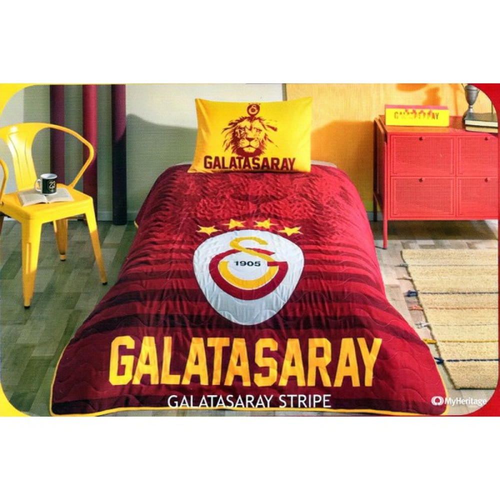 Taç Galatasaray Stripe Tek Kişilik Yatak Örtüsü 160X 230 cm - 160 x 230 cm - Kırmızı Yatak Örtüsü Fiyatı