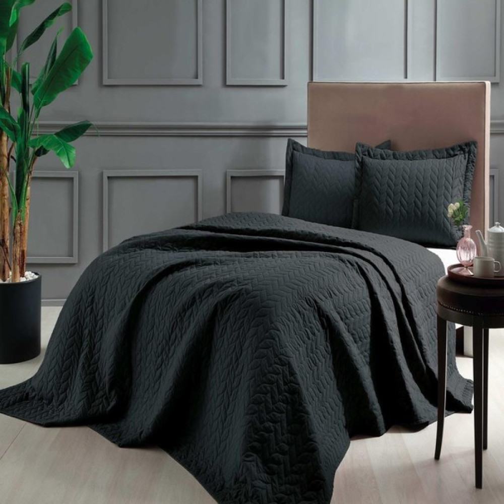 Taç Glory Çift Kişilik Yatak Örtüsü Siyah - 250 x 260 cm Yatak Örtüsü Fiyatı