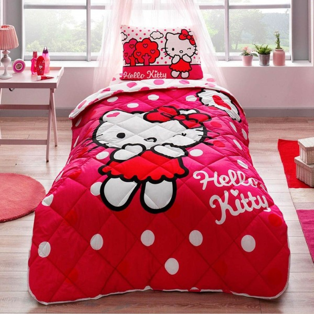 Taç Hello Kitty Yorgan Seti Yastık Hediyeli Yatak Seti / Uyku Seti Fiyatı