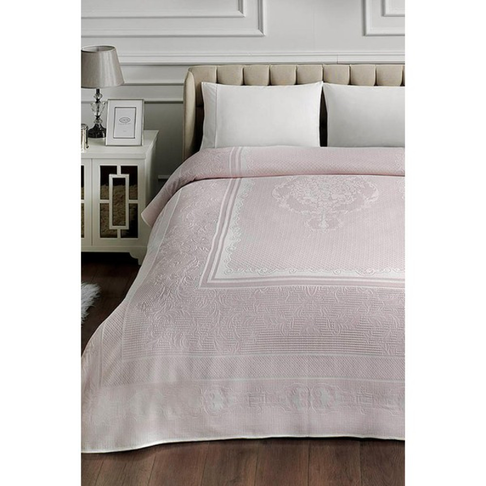 Taç Jakarlı Comfort Çift Kişilik Pike Takımı - Petrina Pembe Pike & Pike Takımı Fiyatı