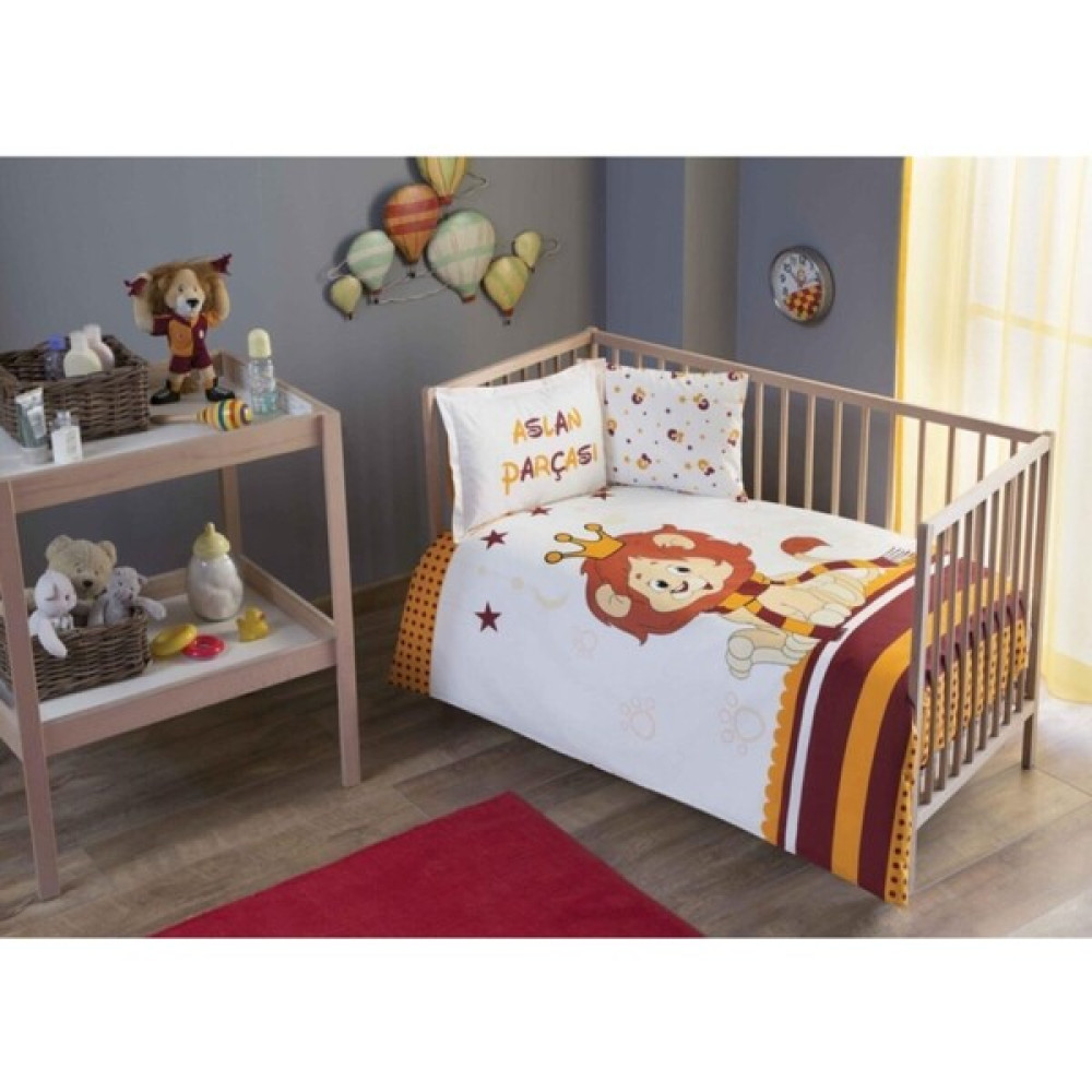 Taç Lisanslı Bebek Nevresim Takımı Gs Galatasaray Aslan Parçası - Açık Kahverengi - 120 x 180 cm Bebek Nevresim Takımı Fiyatı