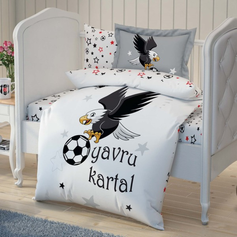Taç Lisanslı Beşiktaş Kartal Baby Bebek Nevresim Takımı - 100 x 150 cm - Beyaz Bebek Nevresim Takımı Fiyatı