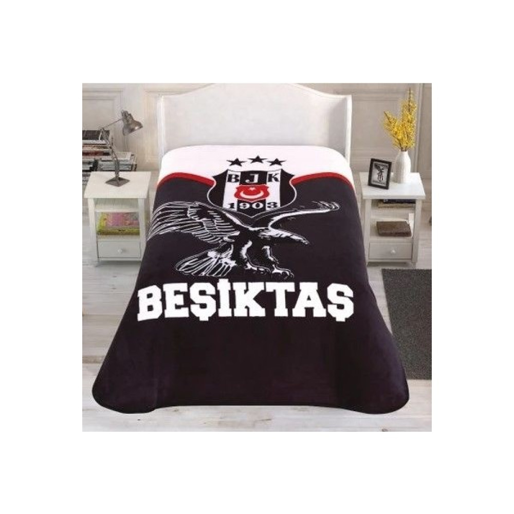 Taç Lisanslı Beşiktaş Şampiyon Kartal Battaniye - Siyah - Beyaz - 160 x 220 cm Battaniye Fiyatı