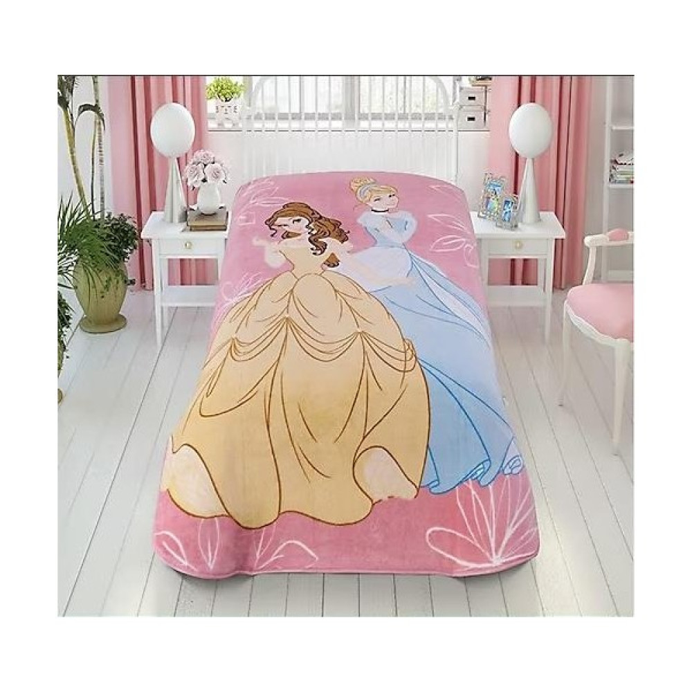 Taç Lisanslı Disney Princess Flowers Tek Kişilik Battaniye - 160 x 220 cm - Renkli Battaniye Fiyatı