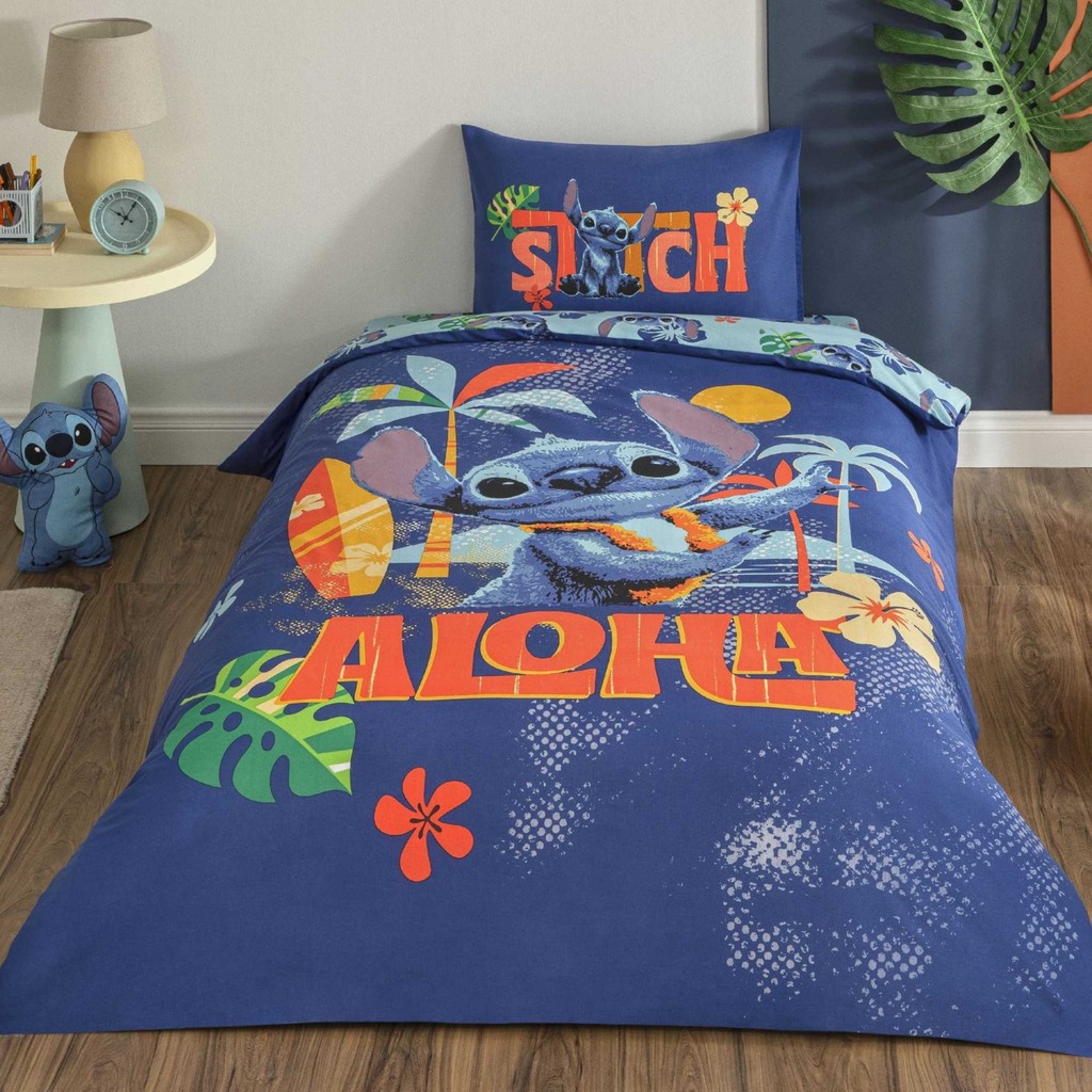 Taç Lisanslı Disney Stitch Aloha Tek Kişilik Pamuk Nevresim Takımı 100 - Renkli - 160 x 220 cm Nevresim Takımı Fiyatı