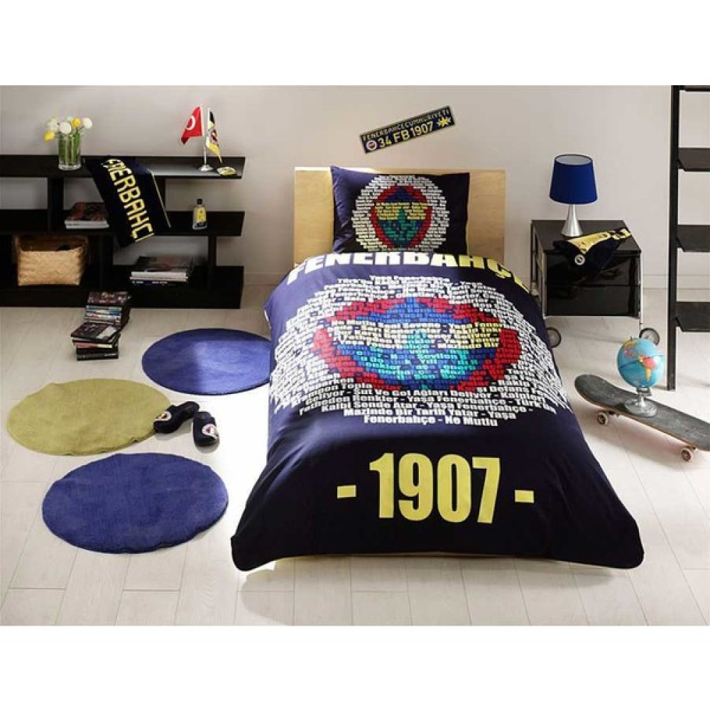 Taç Lisanslı Fenerbahçe Marşlı Logo Yatak Örtüsü Seti - 160 x 220 cm - Renkli Yatak Örtüsü Fiyatı