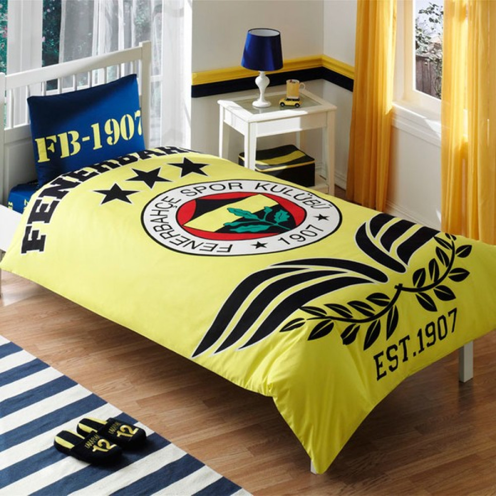 Taç Lisanslı Fenerbahçe Parlayan Logo Nevresim Takımı Tek Kişilik - 160 x 220 cm - Renkli Nevresim Takımı Fiyatı